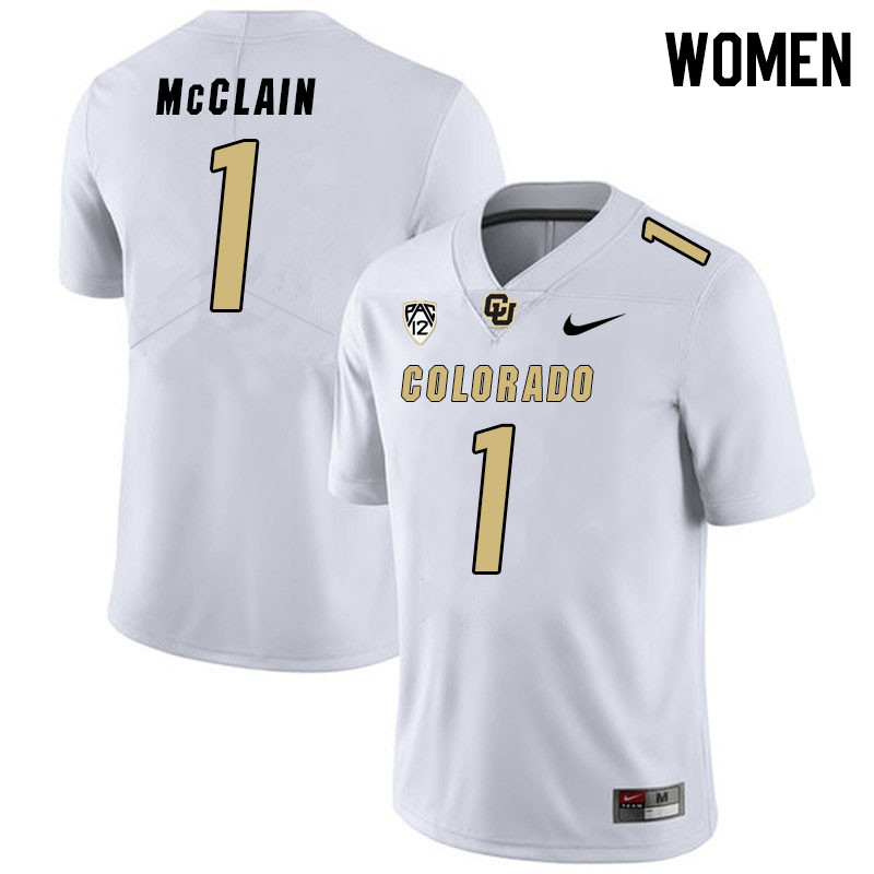 Women #1 Cormani McClain Colorado Buffaloes College Football Jerseys Stitched Sale-White